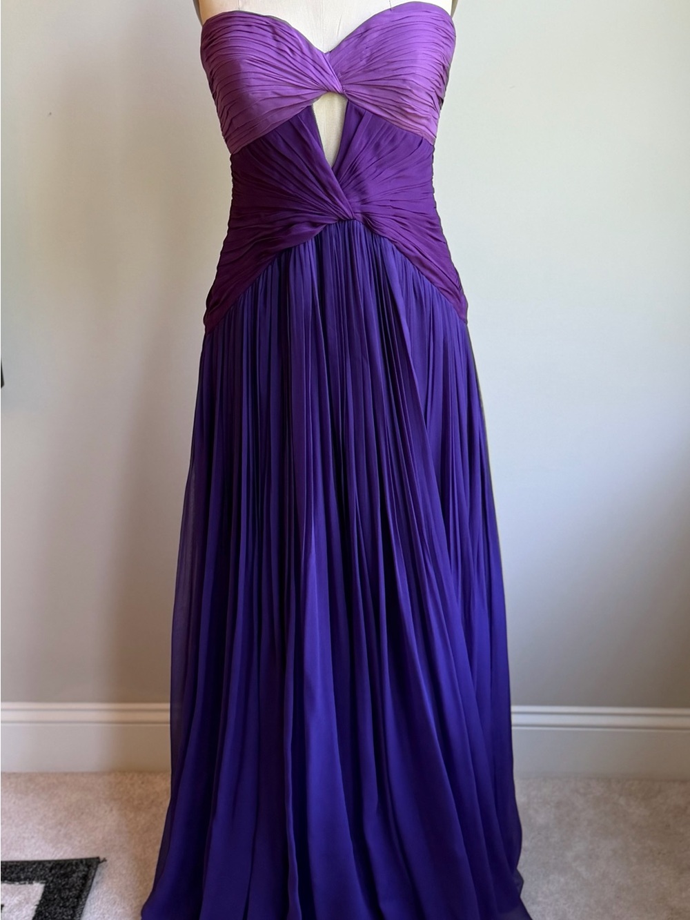 Strapless Purple Maxi Dress with Keyhole Bodice
Wedding guest Pamela Roland